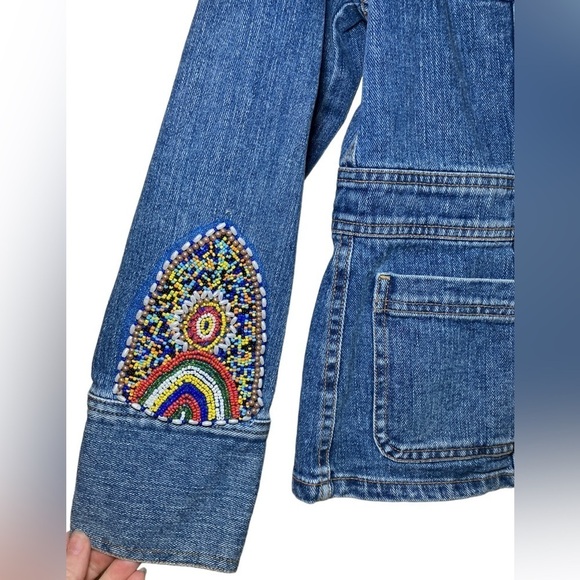 Vintage Jones Sport Jean Jacket with Beautiful Beadwork and Flat Front Pockets - Picture 3 of 8